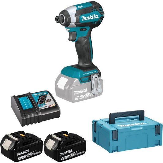 Makita DTD153RTJ 18V LXT Brushless Impact Driver Kit – Includes 2 x 5.0Ah Batteries, Charger, and MAKPAC Case for Easy Storage & Transport