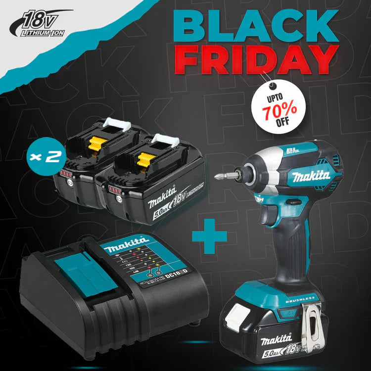 Makita DTD153RTJ 18V LXT Brushless Impact Driver Kit – Includes 2 x 5.0Ah Batteries, Charger, and MAKPAC Case for Easy Storage & Transport